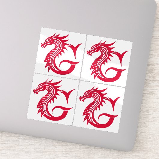 Dragon Styled Letter G, Dragon Alphabet, Monogram Aufkleber (Detail)