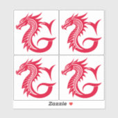 Dragon Styled Letter G, Dragon Alphabet, Monogram Aufkleber (Blatt)