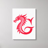 Dragon Styled Letter G, Dragon Alphabet, Monogram Leinwanddruck (Vorderseite)