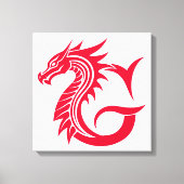Dragon Styled Letter G, Dragon Alphabet, Monogram Leinwanddruck (Vorderseite)