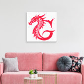 Dragon Styled Letter G, Dragon Alphabet, Monogram Leinwanddruck (Insitu (Wohnzimmer))