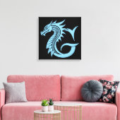 Dragon Styled Letter G, Dragon Alphabet, Monogram Leinwanddruck (Insitu (Wohnzimmer))
