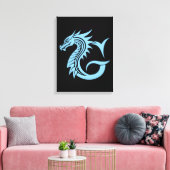 Dragon Styled Letter G, Dragon Alphabet, Monogram Leinwanddruck (Insitu (Wohnzimmer))