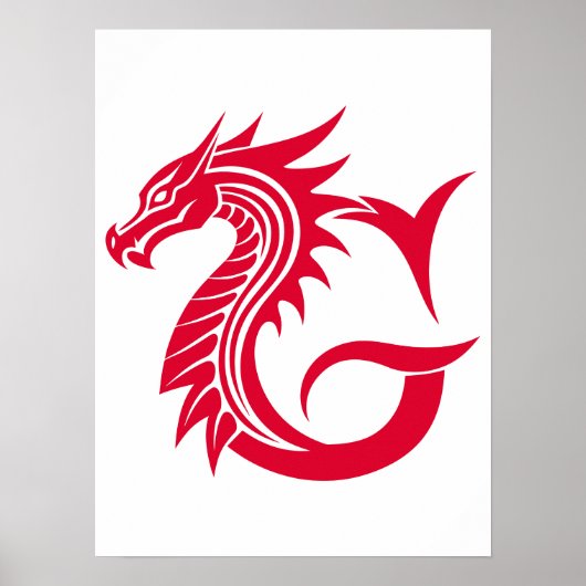 Dragon Styled Letter G, Dragon Alphabet, Monogram Poster (Vorne)