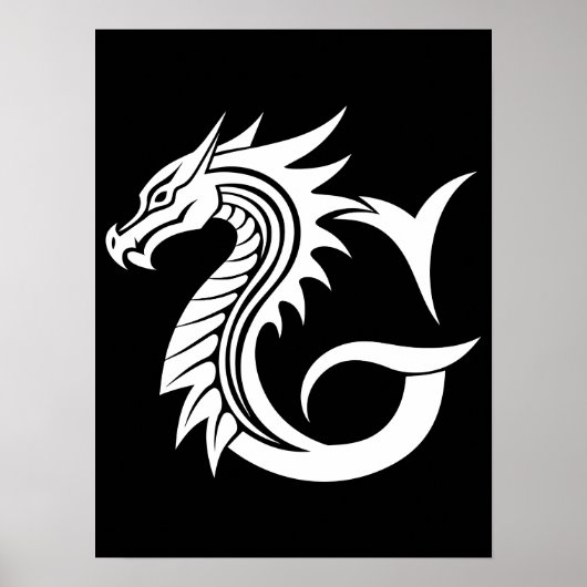 Dragon Styled Letter G, Dragon Alphabet, Monogram Poster (Vorne)