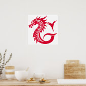Dragon Styled Letter G, Dragon Alphabet, Monogram Poster (Küche)