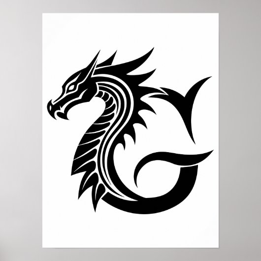 Dragon Styled Letter G, Dragon Alphabet, Monogram Poster (Vorne)