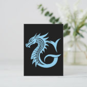 Dragon Styled Letter G, Dragon Alphabet, Monogram Postkarte (Stehend Vorderseite)