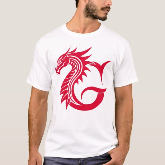 Dragon Styled Letter G, Dragon Alphabet, Monogram T-Shirt (Vorderseite)