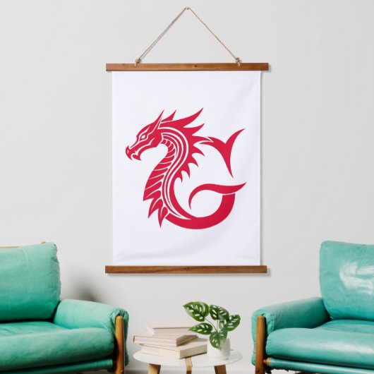 Dragon Styled Letter G, Dragon Alphabet, Monogram Wandteppich Mit Holzrahmen (Wohnzimmer)