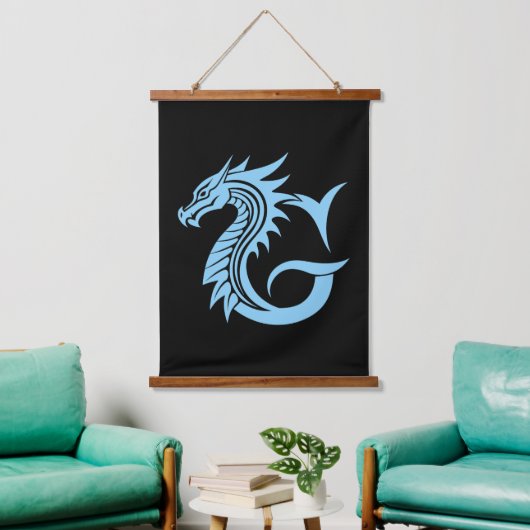 Dragon Styled Letter G, Dragon Alphabet, Monogram Wandteppich Mit Holzrahmen (Wohnzimmer)