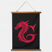 Dragon Styled Letter G, Dragon Alphabet, Monogram Wandteppich Mit Holzrahmen (Vorderseite)