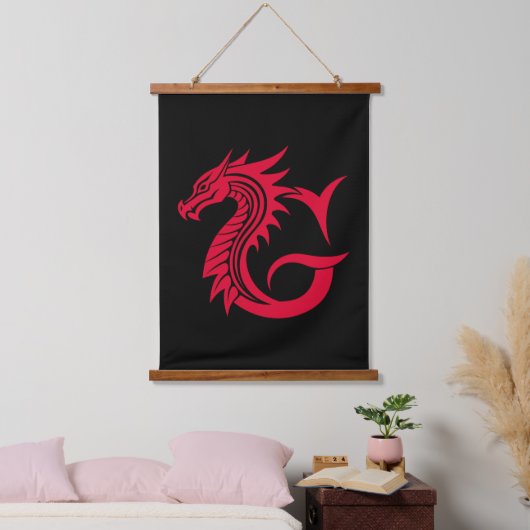 Dragon Styled Letter G, Dragon Alphabet, Monogram Wandteppich Mit Holzrahmen (Schlafzimmer)