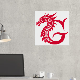 Dragon Styled Letter G, Dragon Alphabet, Monogramm Foliendrucke