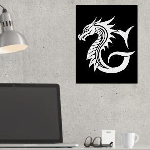 Dragon Styled Letter G, Dragon Alphabet, Monogramm Foliendrucke