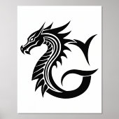 Dragon Styled Letter G, Dragon Alphabet, Monogramm Foliendrucke (Vorderseite)