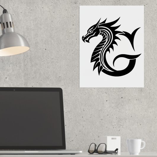 Dragon Styled Letter G, Dragon Alphabet, Monogramm Foliendrucke (In Situ (Schreibtisch))