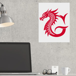 Dragon Styled Letter G, Dragon Alphabet, Monogramm Foliendrucke