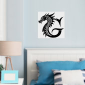 Dragon Styled Letter G, Dragon Alphabet, Monogramm Foliendrucke (In Situ (Schlafzimmer))