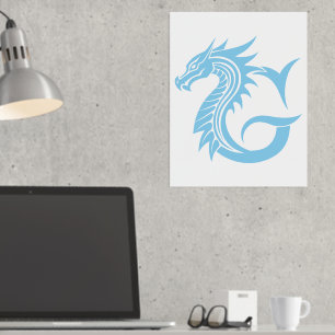 Dragon Styled Letter G, Dragon Alphabet, Monogramm Foliendrucke