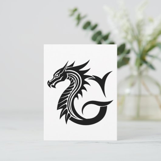 Dragon Styled Letter G, Dragon Alphabet, Monogramm Postkarte (Stehend Vorderseite)