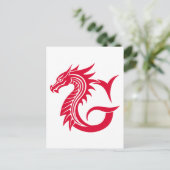Dragon Styled Letter G, Dragon Alphabet, Monogramm Postkarte (Stehend Vorderseite)