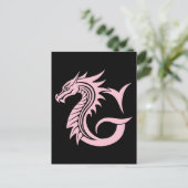 Dragon Styled Letter G, Dragon Alphabet, Monogramm Postkarte (Stehend Vorderseite)