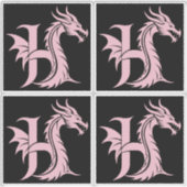 Dragon Styled Letter H, Dragon Alphabet, Monogram Aufkleber (Vorderseite)