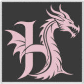 Dragon Styled Letter H, Dragon Alphabet, Monogram Aufkleber (Vorderseite)