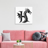 Dragon Styled Letter H, Dragon Alphabet, Monogram Leinwanddruck (Insitu (Wohnzimmer))