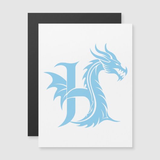 Dragon Styled Letter H, Dragon Alphabet, Monogram Magneteinladung (Vorne/Hinten)
