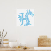 Dragon Styled Letter H, Dragon Alphabet, Monogram Poster (Küche)