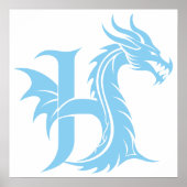 Dragon Styled Letter H, Dragon Alphabet, Monogram Poster (Vorne)