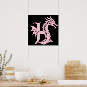 Dragon Styled Letter H, Dragon Alphabet, Monogram Poster (Küche)