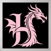 Dragon Styled Letter H, Dragon Alphabet, Monogram Poster (Vorne)