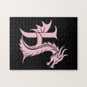 Dragon Styled Letter H, Dragon Alphabet, Monogram Puzzle (Horizontal)