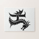 Dragon Styled Letter H, Dragon Alphabet, Monogram Puzzle (Horizontal)