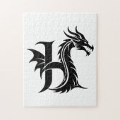 Dragon Styled Letter H, Dragon Alphabet, Monogram Puzzle (Vertikal)