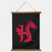 Dragon Styled Letter H, Dragon Alphabet, Monogram Wandteppich Mit Holzrahmen (Vorderseite)