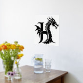 Dragon Styled Letter H, Dragon Alphabet, Monogramm Foliendrucke (Ablage(Küche))