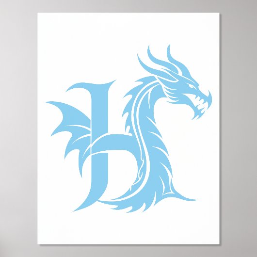 Dragon Styled Letter H, Dragon Alphabet, Monogramm Foliendrucke (Vorderseite)
