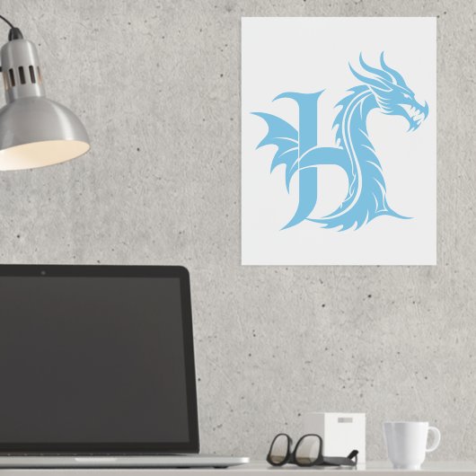 Dragon Styled Letter H, Dragon Alphabet, Monogramm Foliendrucke (In Situ (Schreibtisch))
