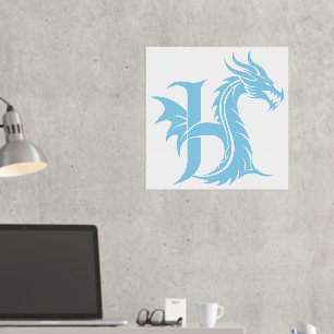Dragon Styled Letter H, Dragon Alphabet, Monogramm Foliendrucke