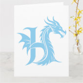 Dragon Styled Letter H, Dragon Alphabet, Monogramm Karte (Gelbe Blume)