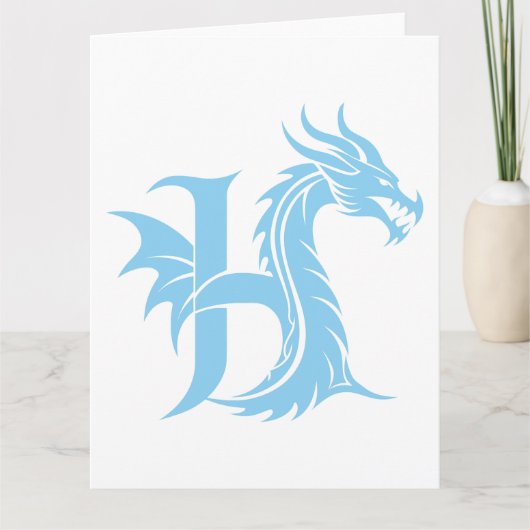 Dragon Styled Letter H, Dragon Alphabet, Monogramm Karte (Vorderseite)