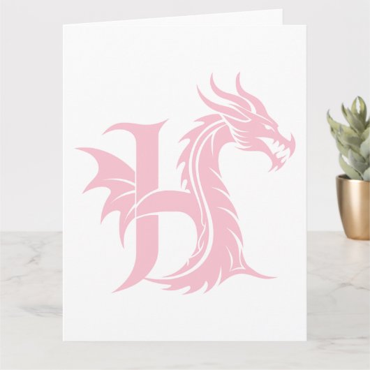 Dragon Styled Letter H, Dragon Alphabet, Monogramm Karte (Kleine Pflanze)
