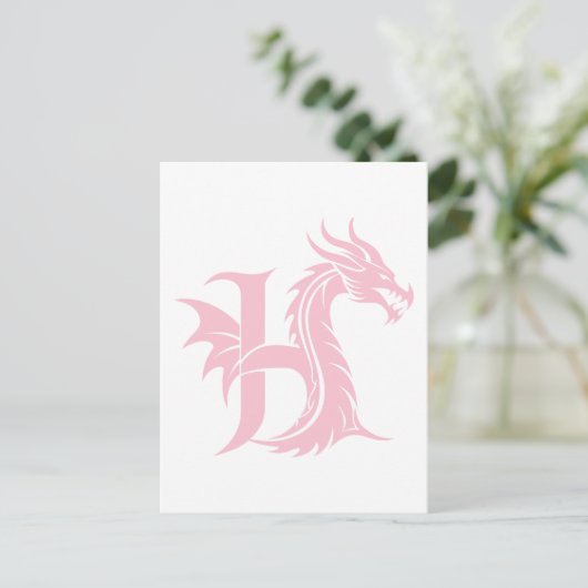 Dragon Styled Letter H, Dragon Alphabet, Monogramm Postkarte (Stehend Vorderseite)