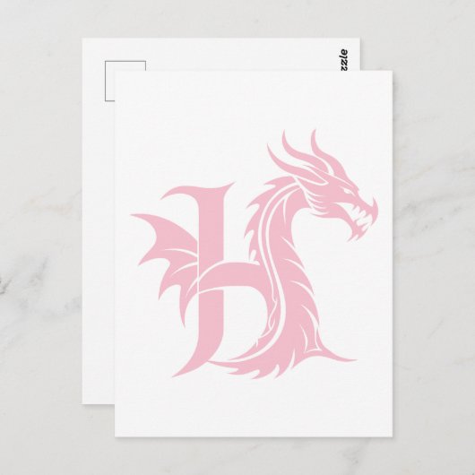 Dragon Styled Letter H, Dragon Alphabet, Monogramm Postkarte (Vorne/Hinten)