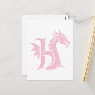 Dragon Styled Letter H, Dragon Alphabet, Monogramm Postkarte