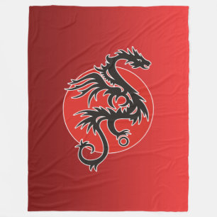 Dragon Sun Power - Schwarzweiß + Ihre Ideen Fleecedecke